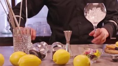 Yuzu Gin And Tonic Drink on background, close up