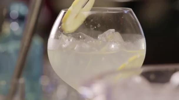 Yuzu Gin Tonic Drink Background Close — Stock Video