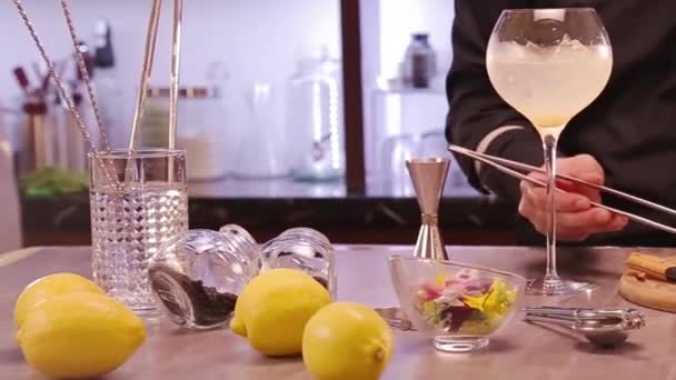 Yuzu Gin Tonic Drink Background Close — Video