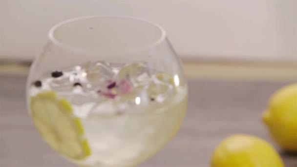 Yuzu Gin Tonic Drink Background Close — стоковое видео
