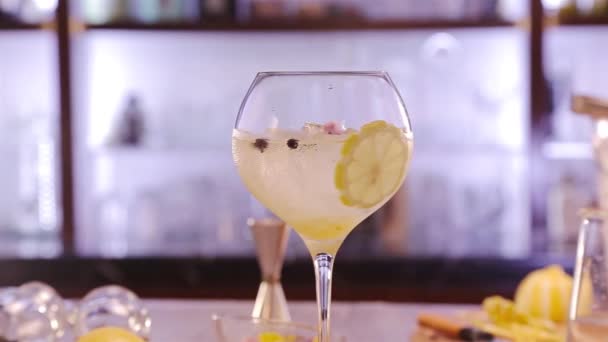 Yuzu Gin Tonic Drink Background Close — Stockvideo