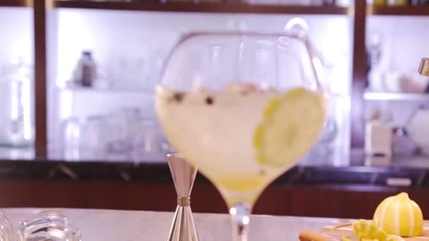 Yuzu Gin Tonic Drink Background Close — Stock video