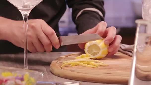 Cut Thin Lemon Knife — Wideo stockowe