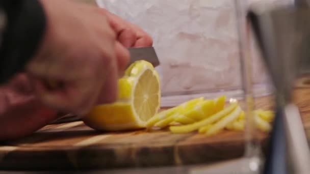 Cut Thin Lemon Knife — Stock videók