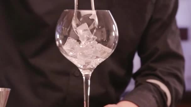 Pile Ice Cubes Glass Close — Stockvideo