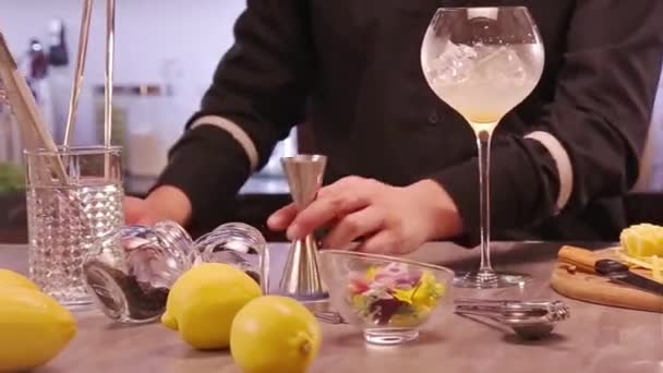 Yuzu Gin Tonic Drink Background Close — Stockvideo