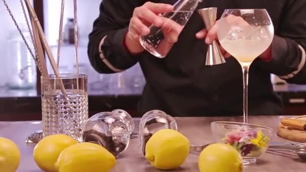 Yuzu Gin Tonic Drink Background Close — стокове відео