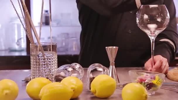 Yuzu Gin Tonic Drink Background Close — стокове відео