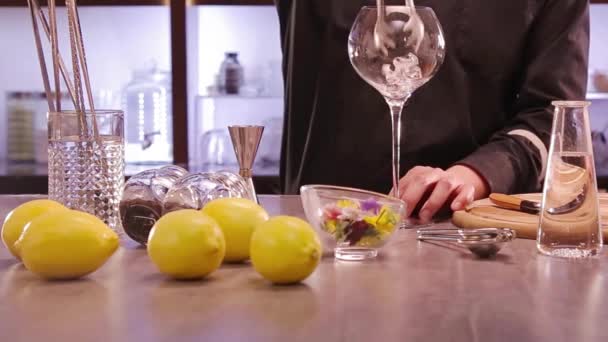 Yuzu Gin Tonic Drink Background Close — Stock videók
