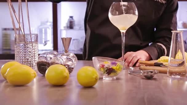 Yuzu Gin Tonic Drink Background Close — Vídeo de Stock