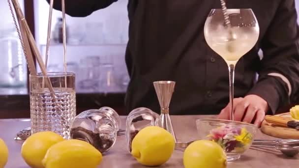 Yuzu Gin Tonic Drink Background Close — Stock videók