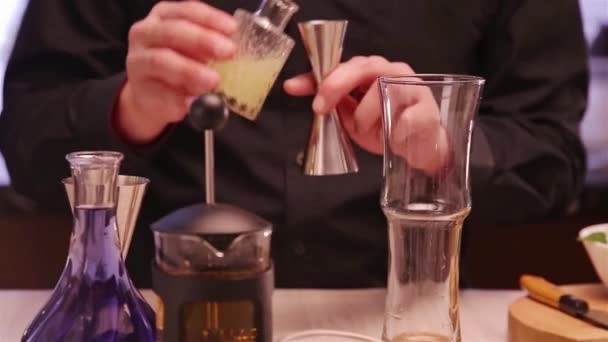 Pouring Yellow Syrup Jigger — Video Stock