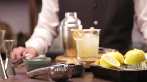 아름다운 음료를 애무하는 바텐더 — 비디오