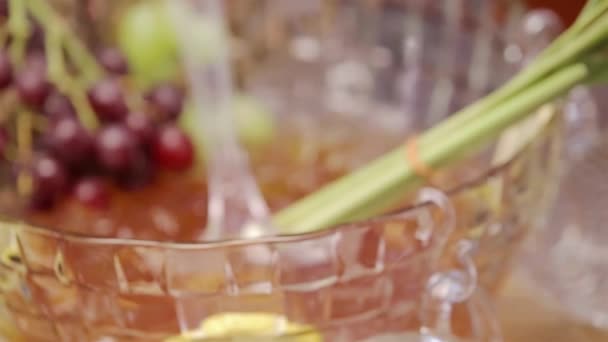 Холодные Напитки Красочным Гарниром Pull Focus — стоковое видео