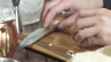 Cut Lime Into Thin - Close Up