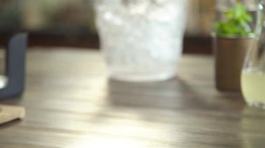 Lime Drink with Green Garnish - Pan Right To Left