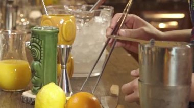 Arranging Orange Slices With Garnish Tong 