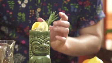 Arranging Yellow Fruits with Garnish Tong