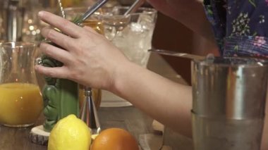 Arranging Herbal Leaves With Garnish Tong 