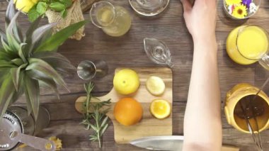 Lemon And Orange On Wooden Trays - Static