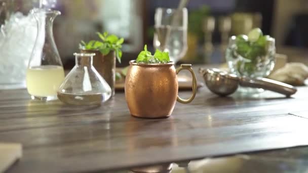 Cold Drinks Beautiful Garnish Tilt — Stock Video