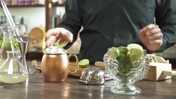 Cold Drinks Green Garnish — Stock video