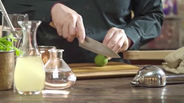 Cut Lime Knife — Video Stock