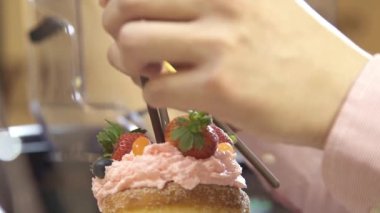 Stab With 3 Chocolate Bars as Garnish - Close Up