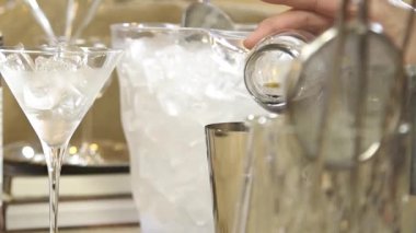 Pouring Black Into Small Shaker - Close Up