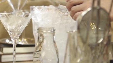 Taking Ice From Basin Shaker - Close Up