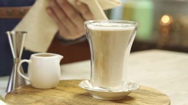 Drawing Patterns In Milk With Milk Pitcher - Fast Motion