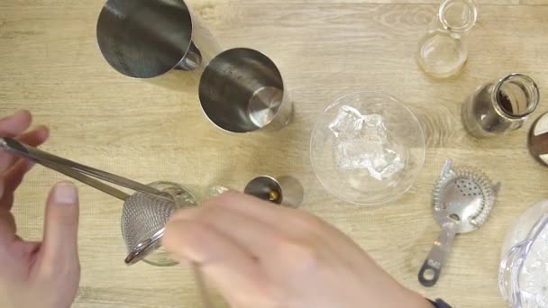 Stir Ice Glass Static — Video Stock