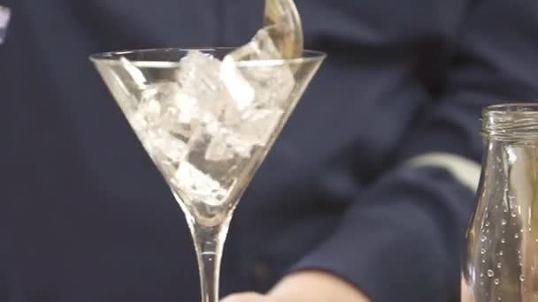 Stir Ice Glass Iron Spoon Close — стокове відео