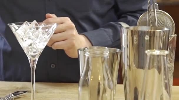 Stir Ice Ice Scoop Beautiful Glass — Wideo stockowe