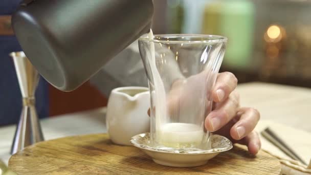 Pour Glass Milk Little Bit Full — ストック動画