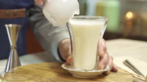 Pour Liquid Coffee Milk — стоковое видео