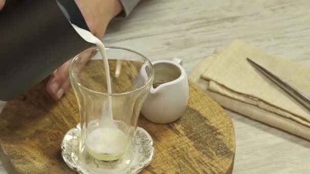 Pour Milk Small Glass — Stock videók