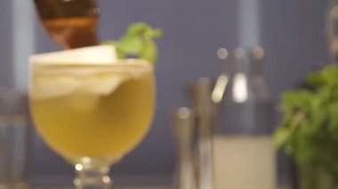 Nane şekeri ve şişe ile bir içki - rafa odaklanma