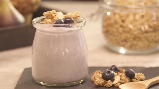Glass Yogurt Next Blueberry Slide Right — Wideo stockowe
