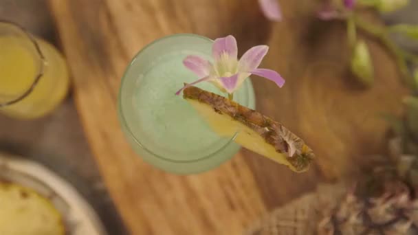 Green Drink Flower Petal Pineapple Static — Stockvideo