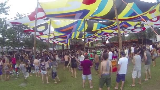 Gran Grupo Gente Bailando Hierba — Vídeo de stock