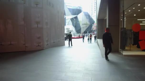 Gente Caminando Cerca Edificio Aire Libre Con Una Gran Estatua — Vídeo de stock