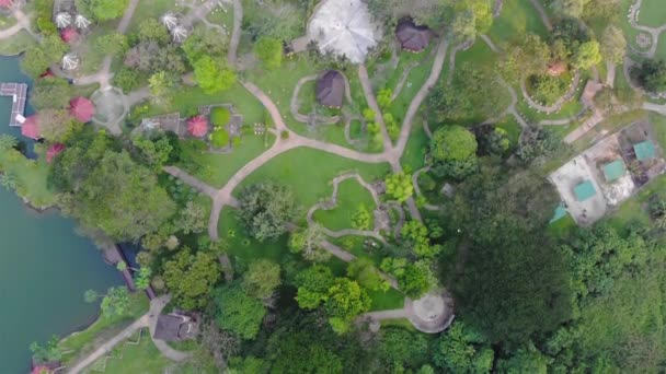 Vista Superior Gunung Lang Park Com Caminho Árvores — Vídeo de Stock