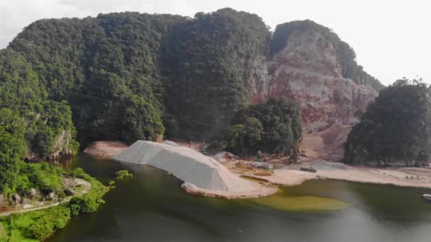 Top View Lake Construction Site Nearby Hill Ipoh — Stock Video