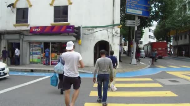 Groep Mensen Die Weg Oversteken Tijdens Het Wandelen — Stockvideo