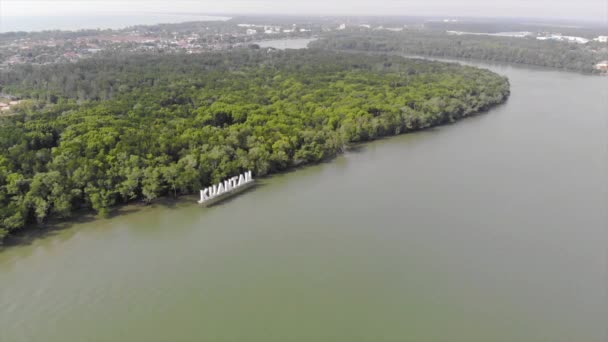 Orizzonte Lungo Fiume Verde Con Alberi Lussureggianti Che Circondano — Video Stock