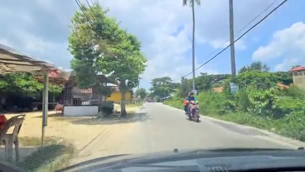 Przejazd Przez Małe Miasteczko Okolicach Wsi Kelantan Ciągu Dnia — Wideo stockowe