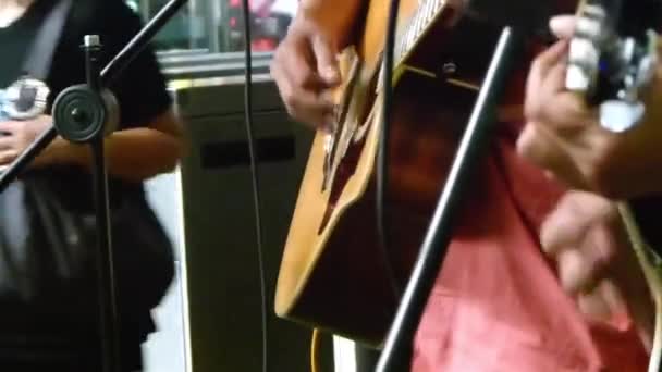 Hudebníci Hrající Kytaru Mikrofony Handheld — Stock video