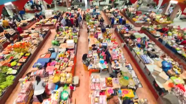 Гигантский Красочный Крытый Рынок Кота Бару Келантан Широкий — стоковое видео