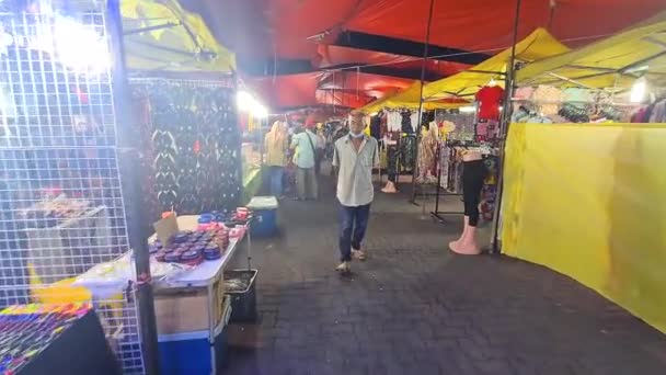 Camminare Attraverso Mercato Notturno Kota Bharu Durante Una Pandemia Globale — Video Stock